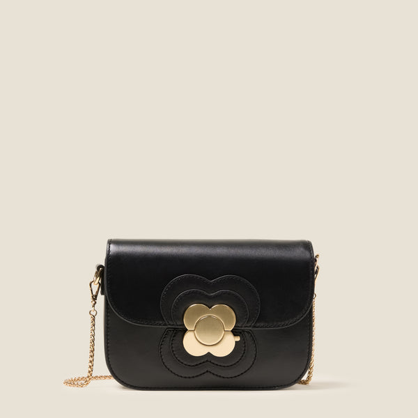 orla kiely Mini Eclipse Leather Crossbody Bag - Flower Applique Black