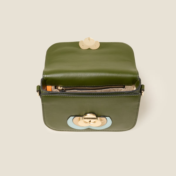 Orla Kiely Mini Eclipse Leather Crossbody Bag - Flower Applique Forest