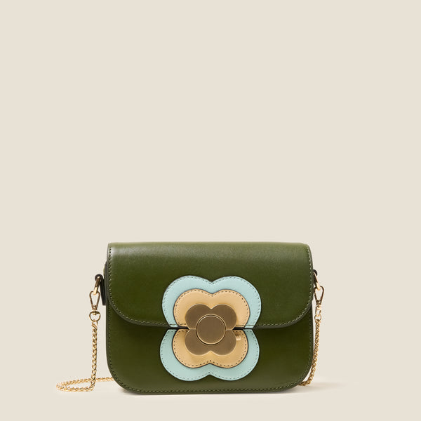orla kiely Mini Eclipse Leather Crossbody Bag - Flower Applique Forest