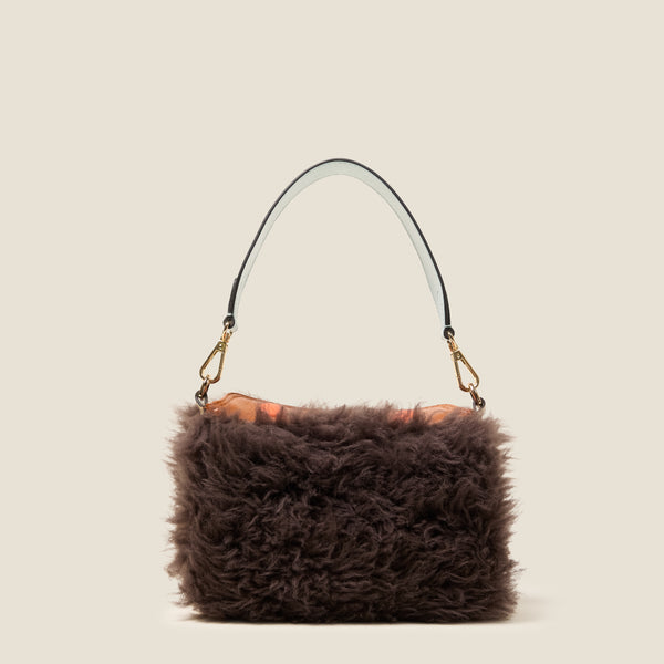 Orla Kiely Mini Softie Leather Crossbody Bag - Sheepskin Colourblock Brown