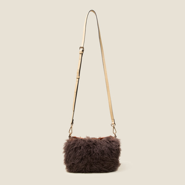 Orla Kiely Mini Softie Leather Crossbody Bag - Sheepskin Colourblock Brown