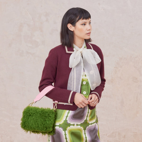 Orla Kiely Mini Softie Leather Crossbody Bag - Sheepskin Colourblock Green