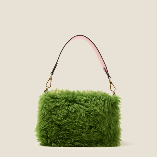 Orla Kiely Mini Softie Leather Crossbody Bag - Sheepskin Colourblock Green