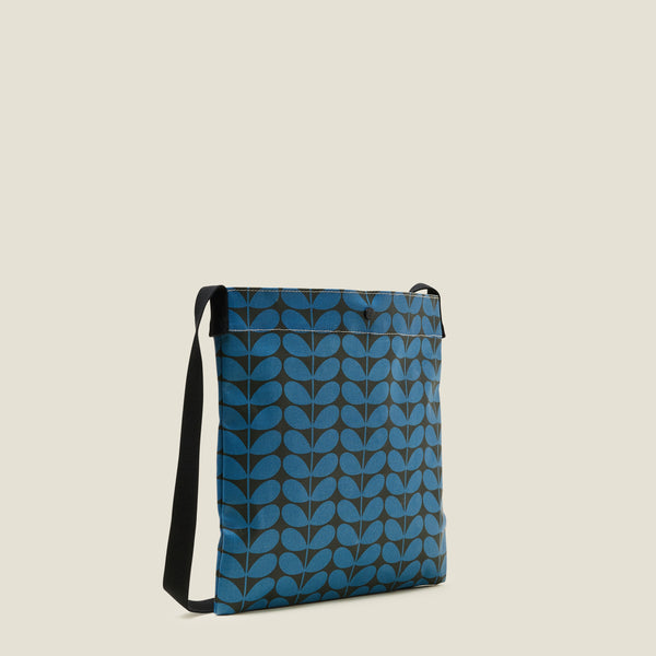 Orla Kiely On A Roll Flat Crossbody - Mini Solid Stem Azure
