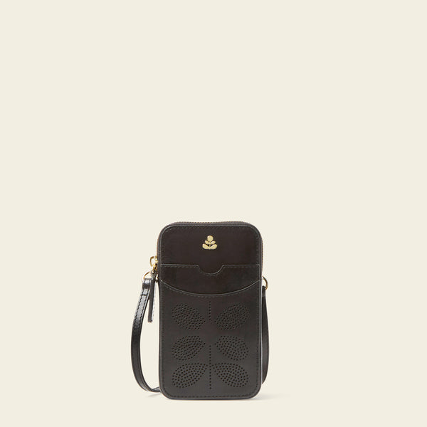 orla kiely Ariel Phone Case - Black Punched Flower