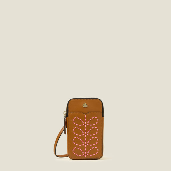 Orla Kiely Ariel Phone Case - Whipstitch Stem Tan