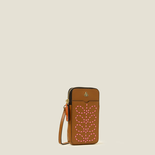 Orla Kiely Ariel Phone Case - Whipstitch Stem Tan