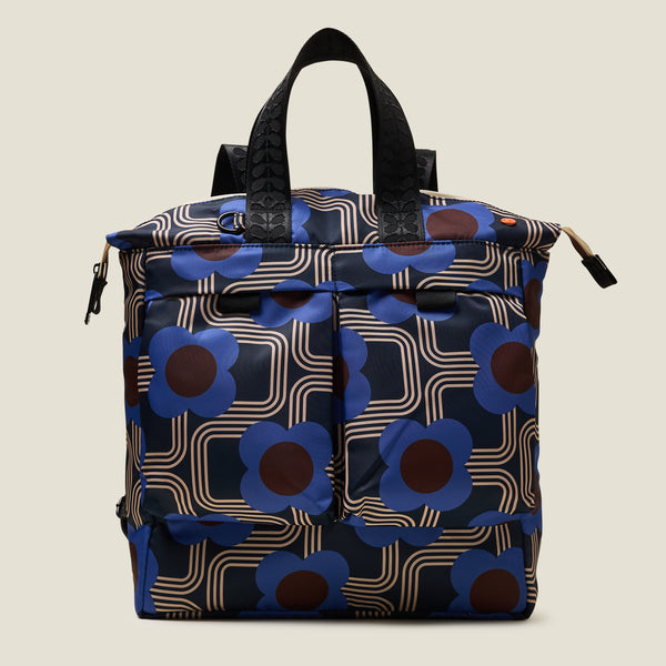 Orla Kiely Axis Backpack - Electric Flora Cobalt