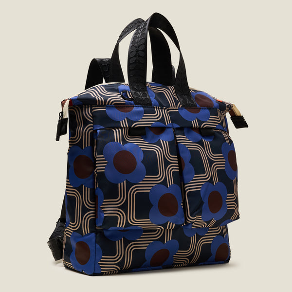 Orla Kiely Axis Backpack - Electric Flora Cobalt