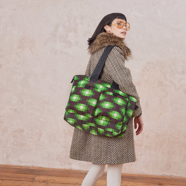 orla kiely Axis Tote Bag - Flower Haze Neon Green