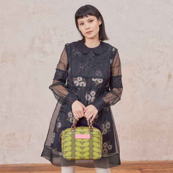 Orla Kiely Block Medium Handbag - Solid Stem Olive