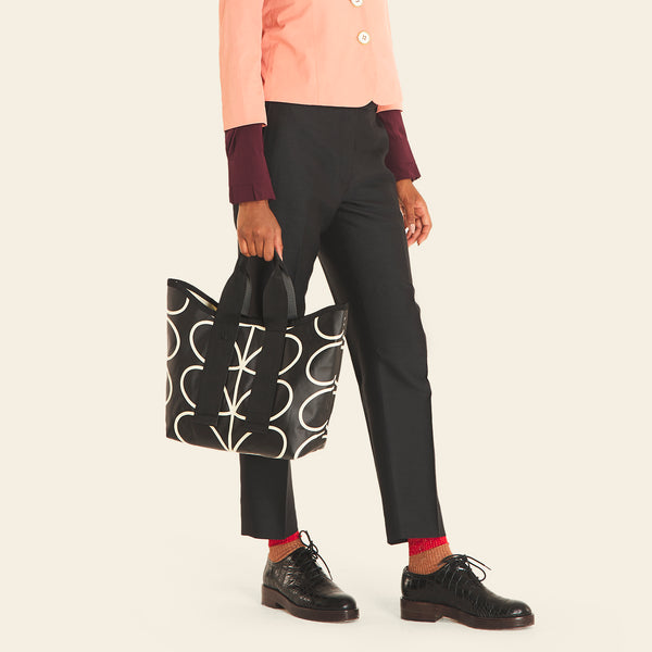 Orla Kiely Carrysmall Basic - Linear Stem Liquorice