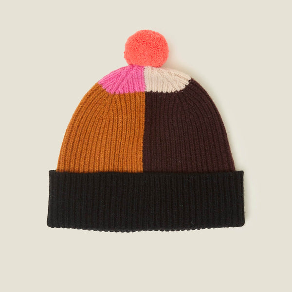 Orla Kiely Colour Block Beanie - Neon Orange