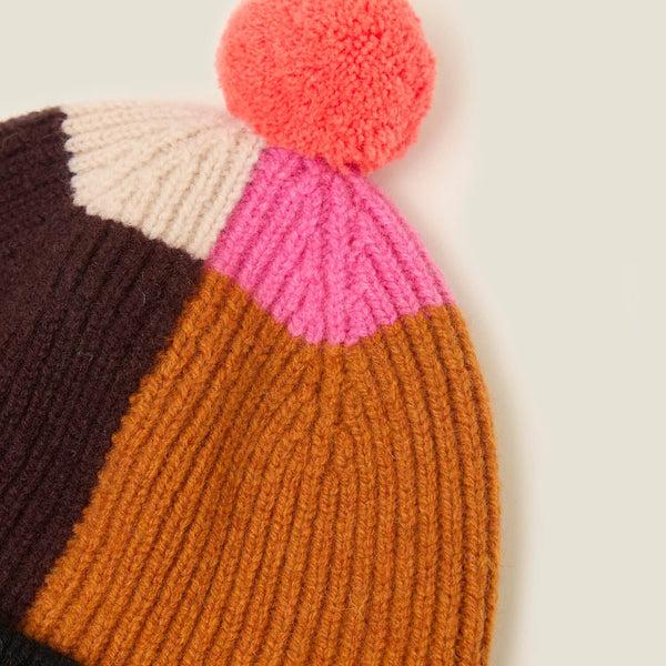 Orla Kiely Colour Block Beanie - Neon Orange