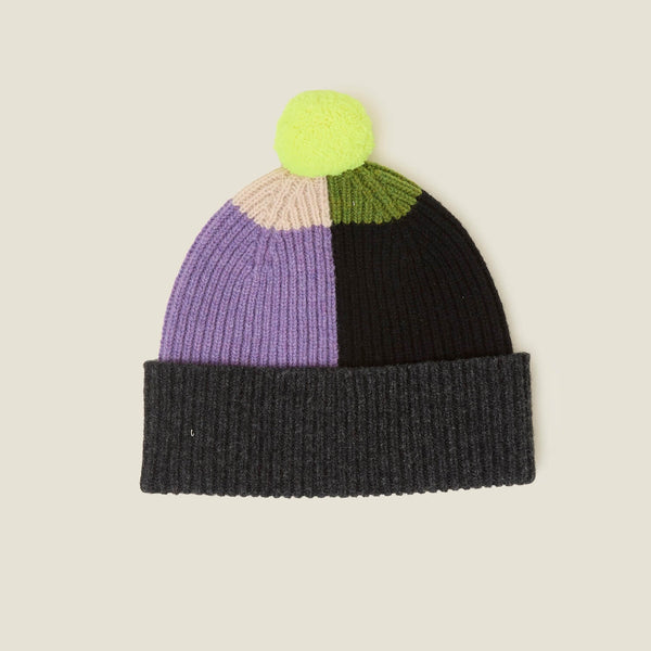 Orla Kiely Colour Block Beanie - Neon Yellow