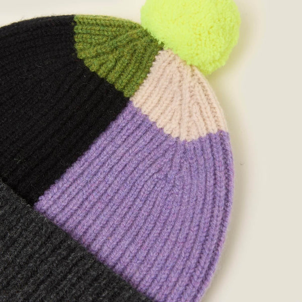Orla Kiely Colour Block Beanie - Neon Yellow