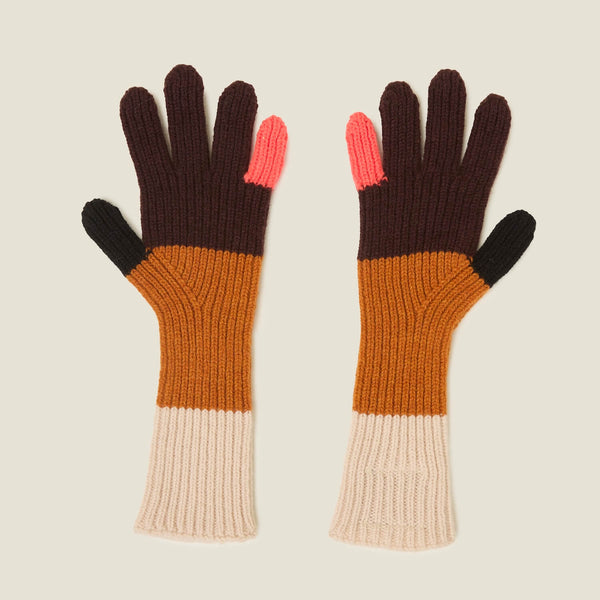 Orla Kiely Colour Block Gloves - Neon Orange