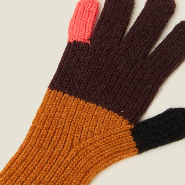 Orla Kiely Colour Block Gloves - Neon Orange