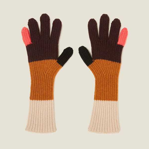 orla kiely Colour Block Gloves - Neon Orange