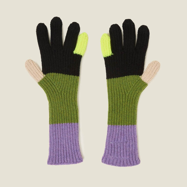 Orla Kiely Colour Block Gloves - Neon Yellow