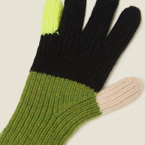 Orla Kiely Colour Block Gloves - Neon Yellow