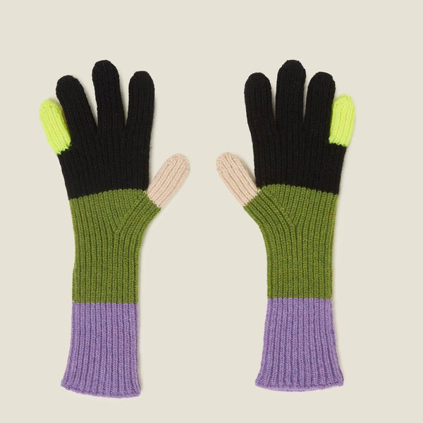 orla kiely Colour Block Gloves - Neon Yellow