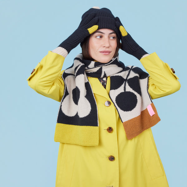 Orla Kiely Colour Pop Wool Gloves - Cream Black