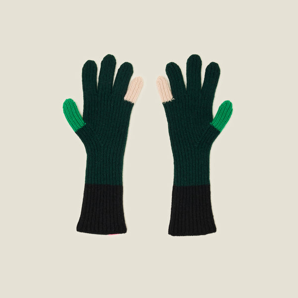 Orla Kiely Colour Pop Wool Gloves - Forest Black