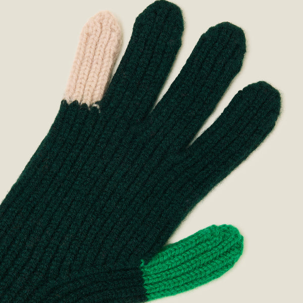 Orla Kiely Colour Pop Wool Gloves - Forest Black