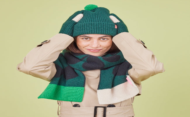 Orla Kiely Colour Pop Wool Gloves - Forest Black