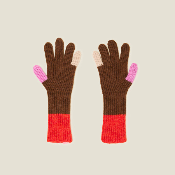 Orla Kiely Colour Pop Wool Gloves - Orange Sienna