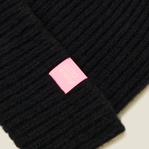 Orla Kiely Contrast Pom Wool Beanie - Cream Black