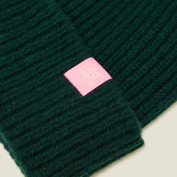 Orla Kiely Contrast Pom Wool Beanie - Forest Black