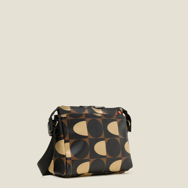 Orla Kiely Fielder Crossbody Bag - Spot Square Mocha