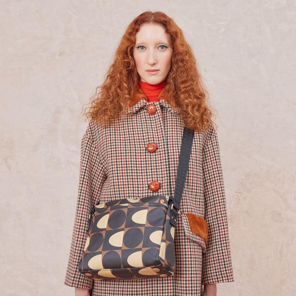 orla kiely Fielder Crossbody Bag - Spot Square Mocha