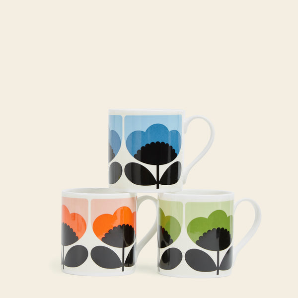 Orla Kiely Large Mug Set Of 3 - Spring Bloom