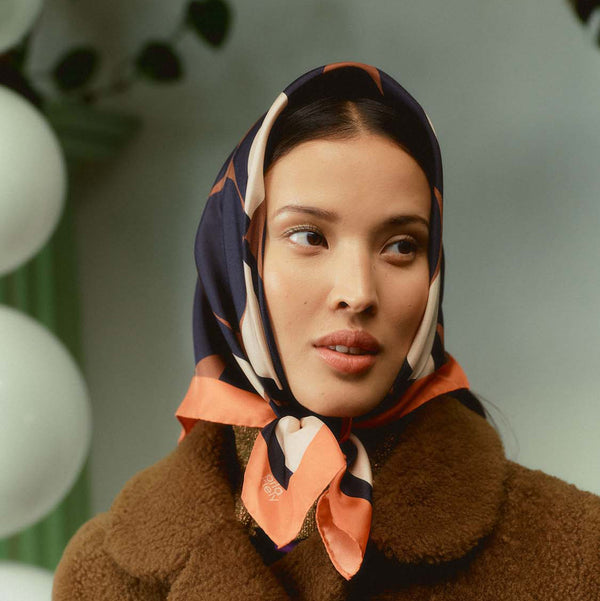 orla kiely Medium Silk Scarf - Spot Square Mocha