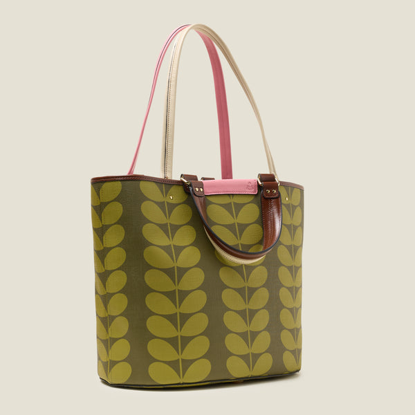 Orla Kiely Smile Tote Bag - Solid Stem Olive