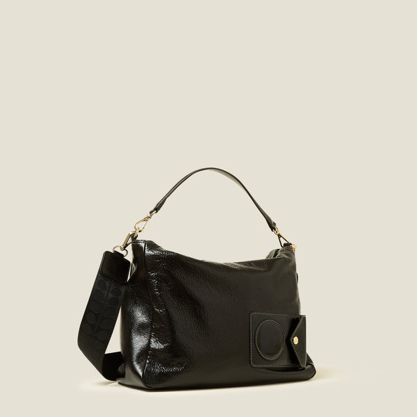Orla Kiely Softie Shoulder Bag - OK Applique Black