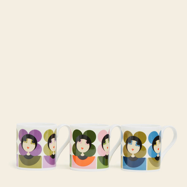 Orla Kiely Standard Mug Set Of 3 - Luna