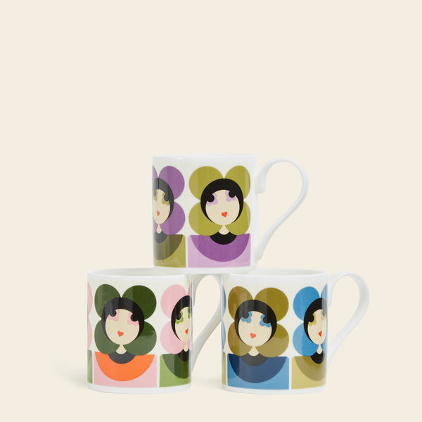 orla kiely Standard Mug Set of 3 - Luna