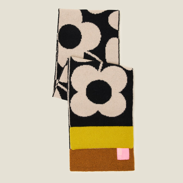 Orla Kiely Stem Sprig Wool Scarf - Cream Black