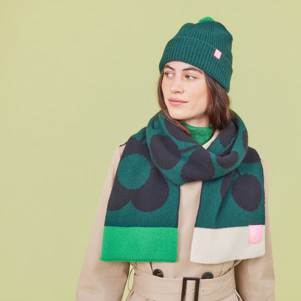 Orla Kiely Stem Sprig Wool Scarf - Forest Black