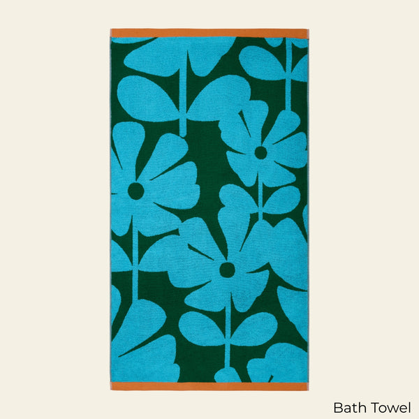 Orla Kiely Wildflower Towels - Blue Lagoon