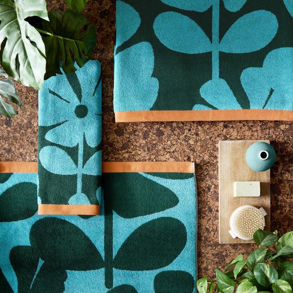 orla kiely Wildflower Towels - Blue Lagoon