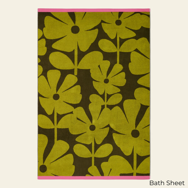 Orla Kiely Wildflower Towels - Yellow Ochre