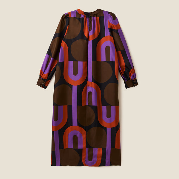 Orla Kiely Orla Long Sleeve Midi Silk Dress - Circle Line