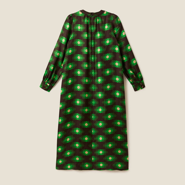 Orla Kiely Orla Long Sleeve Midi Silk Dress - Flower Haze