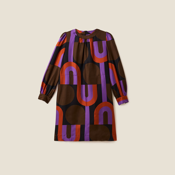 Orla Kiely Orla Long Sleeve Mini Silk Dress - Circle Line