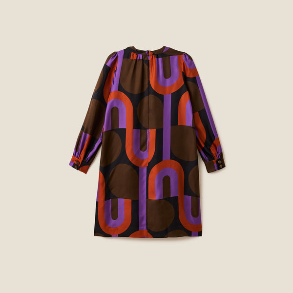 Orla Kiely Orla Long Sleeve Mini Silk Dress - Circle Line